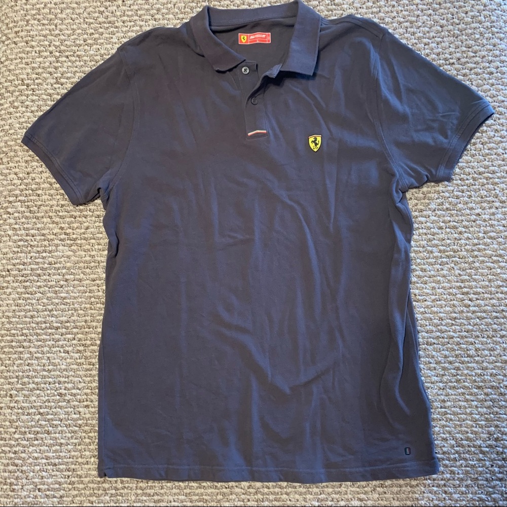 ferrari mens polo large gray scuderia ferrari italy shirt 100% cotton. - Picture 1 of 4